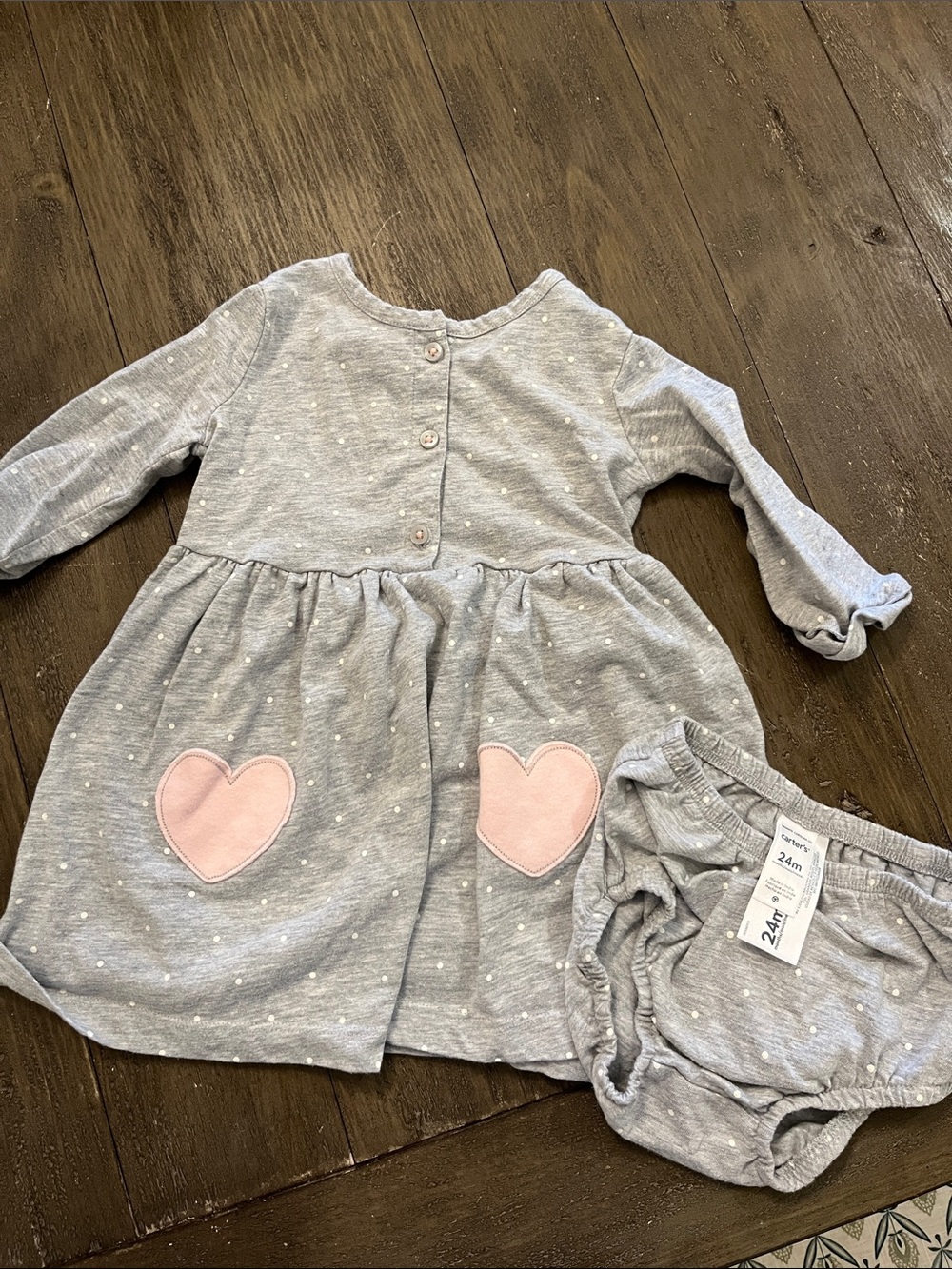 24 month Carter's Gray Polka Dot Heart Dress
